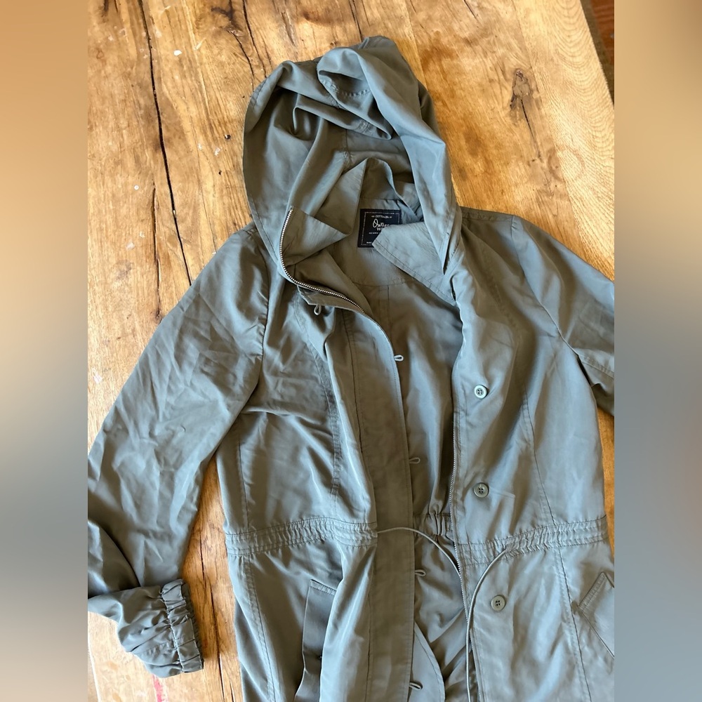 CottonOn Olive Green Jacket trench windbreaker anorak long coat lightweight xs - Picture 5 of 13